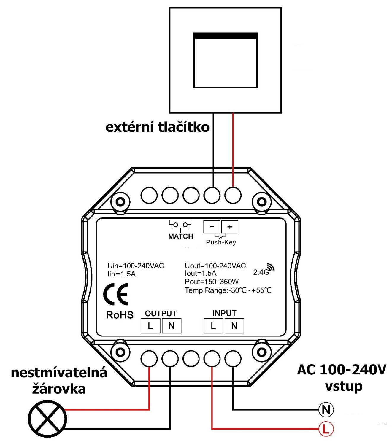 Spínač LUX pro TUYA 230V 360W 